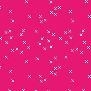 Basic geometric raw brush crosses pattern pink SMALL