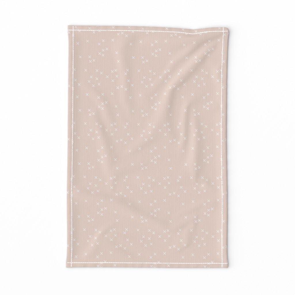 Basic geometric raw brush crosses pattern soft blush beige SMALL