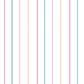 thin stripes 7 VERTICAL -pink peach mint rose on white
