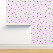 Green watercolor dots on pink || cute pattern for nursery or baby products