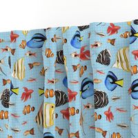 Tropical Fish on spotty light blue