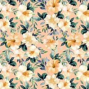 4" Peach Summer Florals - Peach