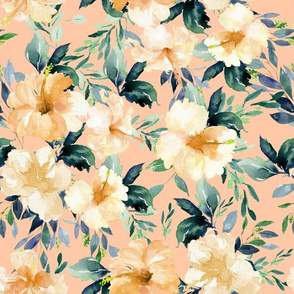 10.5" Peach Summer Florals - Peach