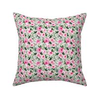 4" Pink Summer Florals - Black Polka Dots