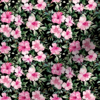 4" Pink Summer Florals - Black