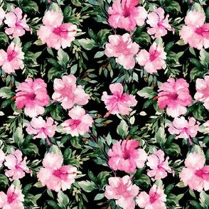 4" Pink Summer Florals - Black