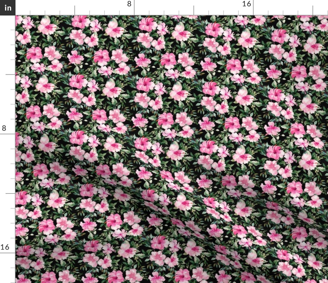 4" Pink Summer Florals - Black