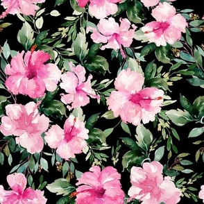 8" Pink Summer Florals - Black