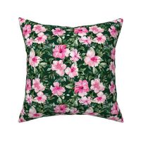 8" Pink Summer Florals - Dark Green