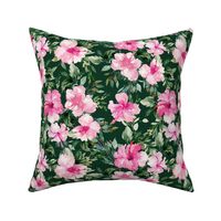 10.5" Pink Summer Florals - Dark Green