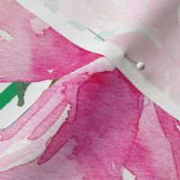 36" Pink Summer Florals - Green Stripes