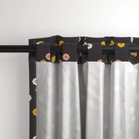 Meadow* (Black) || vintage mod polka dot floral