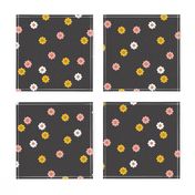 Meadow* (Black) || vintage mod polka dot floral