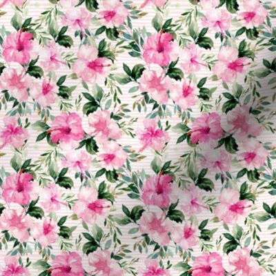 4" Pink Summer Florals - Pink Stripes