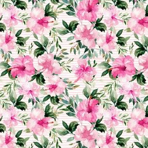 4" Pink Summer Florals - Pink Stripes