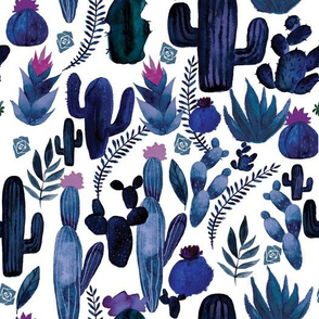 Indigo Cactus on White