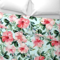 36" Summer Florals - Light Aqua