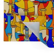 North African moroccan marrakesh hookah vases, large scale, blue yellow orange red