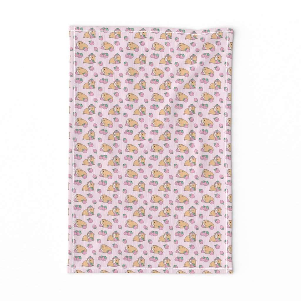 Soft pink Guinea pig and strawberries pattern