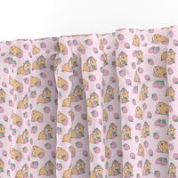 Soft pink Guinea pig and strawberries pattern