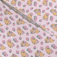 Soft pink Guinea pig and strawberries pattern