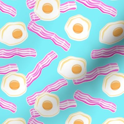 bacon and eggs - pink & blue