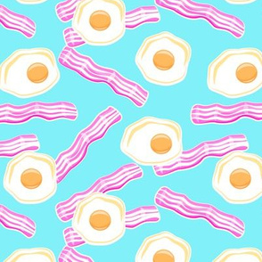 bacon and eggs - pink & blue