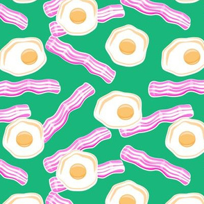 bacon and eggs - pink & green