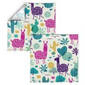 Jumbo Llamas in the desert turquoise/purple