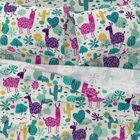 Jumbo Llamas in the desert turquoise/purple