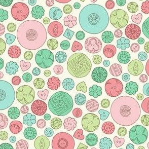 Vintage Buttons - Coral and Green