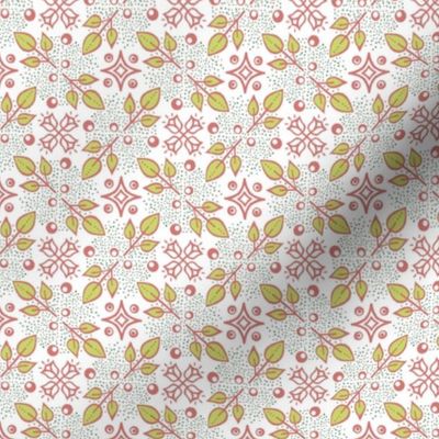 Folk floral medium green leaf