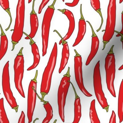 red chili peppers on white