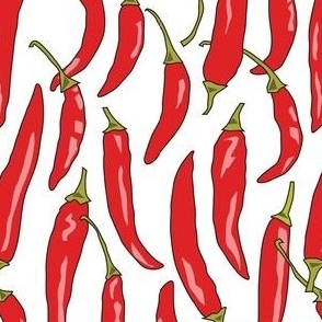 red chili peppers on white