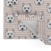 Westie - West Highland White Terrier - dogs on blush stripes