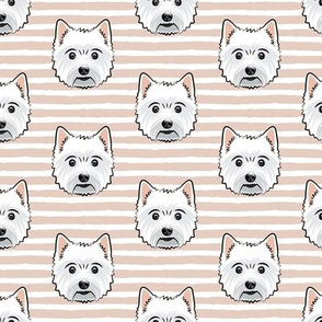 Westie - West Highland White Terrier - dogs on blush stripes