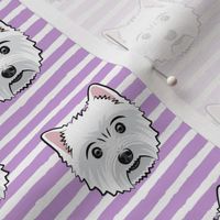 Westie - West Highland White Terrier - dogs on purple stripes