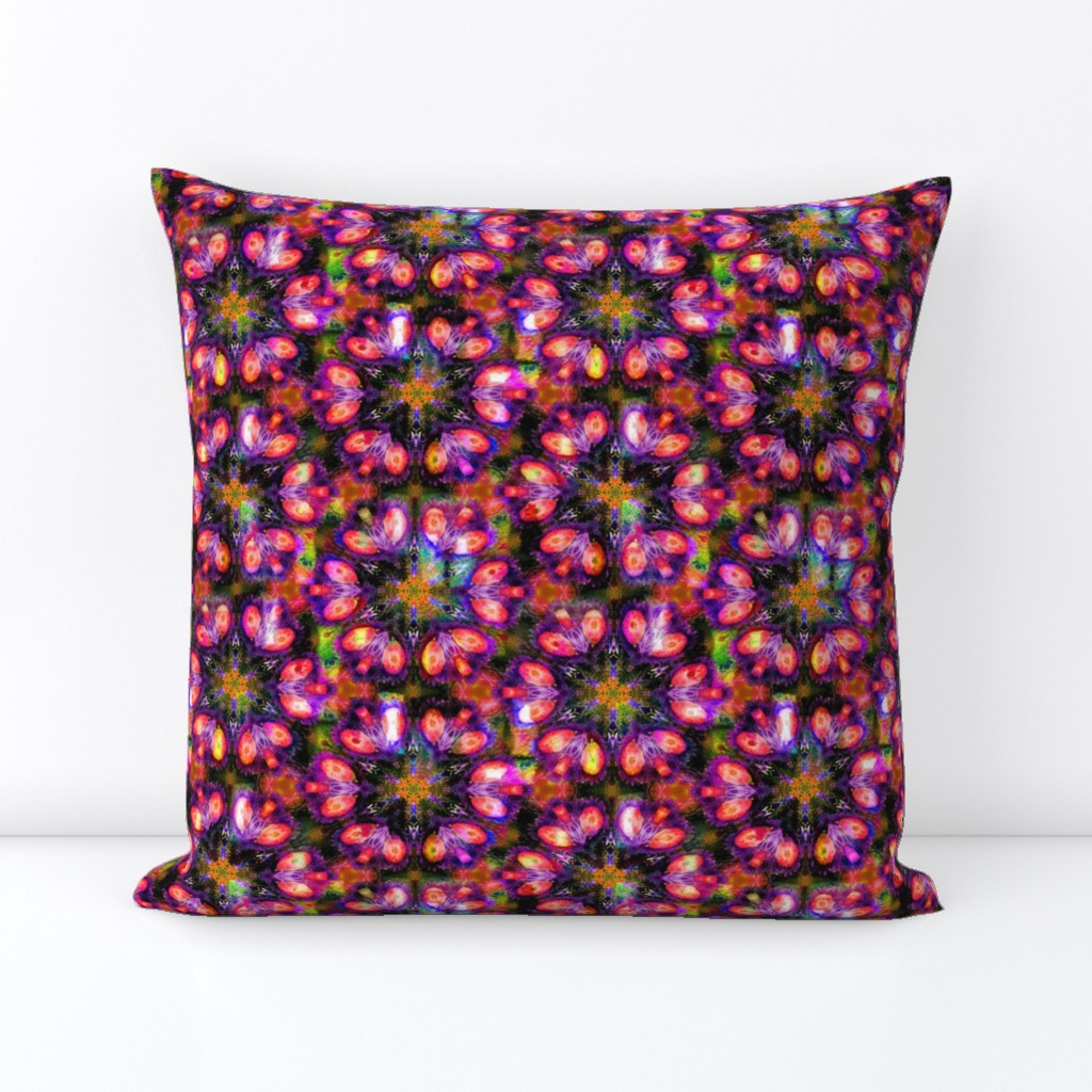 BOHO STARS FLOWERS 1 FUCHSIA ORANGE GEOMETRY