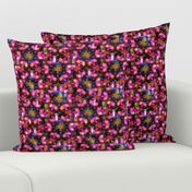 BOHO STARS FLOWERS 1 FUCHSIA ORANGE GEOMETRY