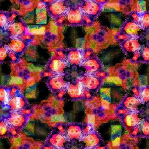 BOHO STARS FLOWERS 2 FUCHSIA ORANGE GEOMETRY Paysmage