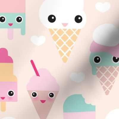 Colorful sweet summer ice cream popsicle sugar pastel kawaii illustration XL Jumbo