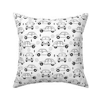 Cool on the road vintage cars collection with geometric details for fashion and nursery gender neutral monochrome black and white
