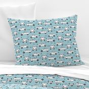 Cool on the road vintage cars collection with geometric details for fashion and nursery boys blue Medium