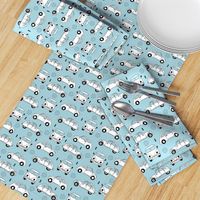 Cool on the road vintage cars collection with geometric details for fashion and nursery boys blue Medium