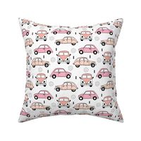 Cool on the road vintage cars collection with geometric details for fashion and nursery girls peach pink Medium