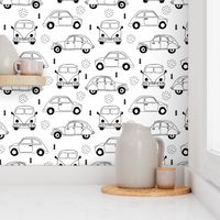 Cool on the road vintage cars collection with geometric details for fashion and nursery gender neutral monochrome black and white Jumbo