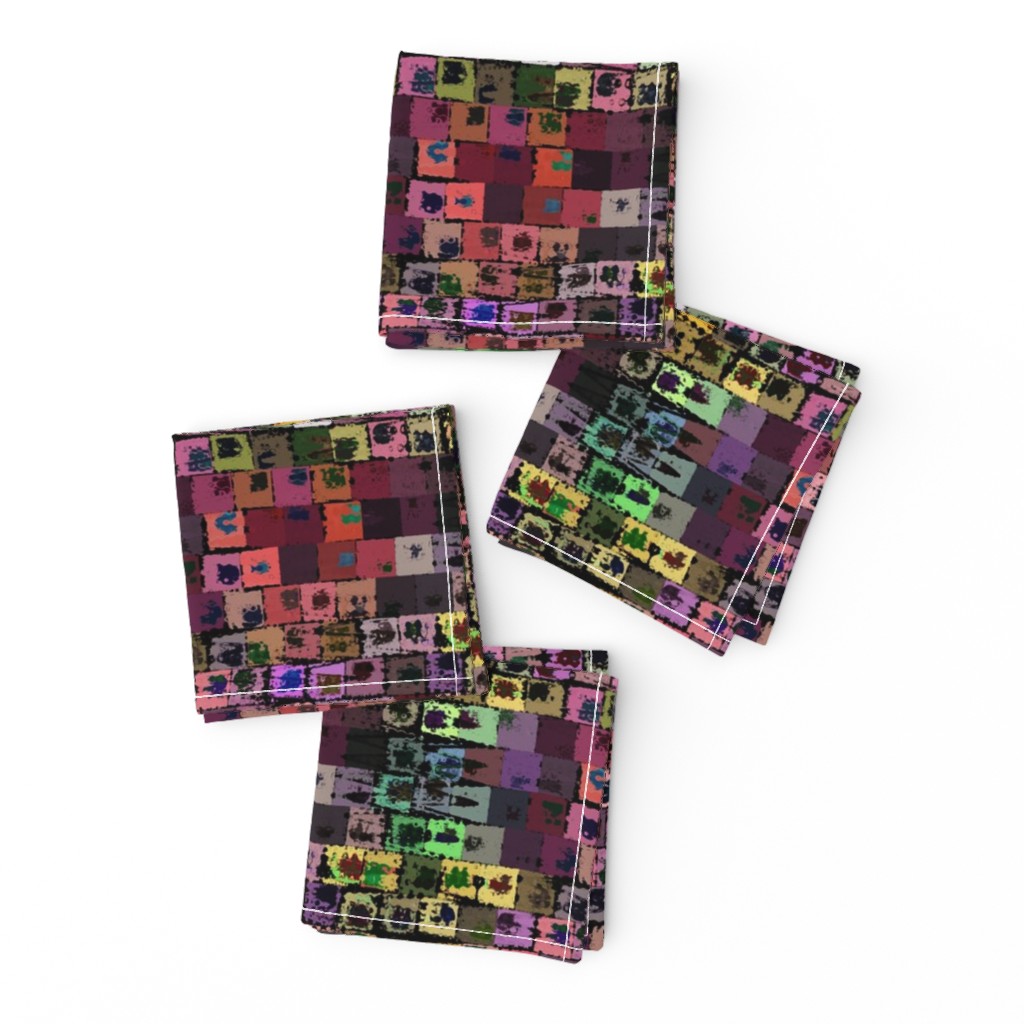 MINI MOSAIC tiles grunge BURGUNDY MULTICOLOR