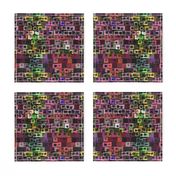 MINI MOSAIC tiles grunge BURGUNDY MULTICOLOR