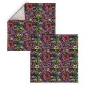 MINI MOSAIC tiles grunge BURGUNDY MULTICOLOR