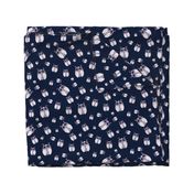 WINTER OWLS SCATTERED navy indigo